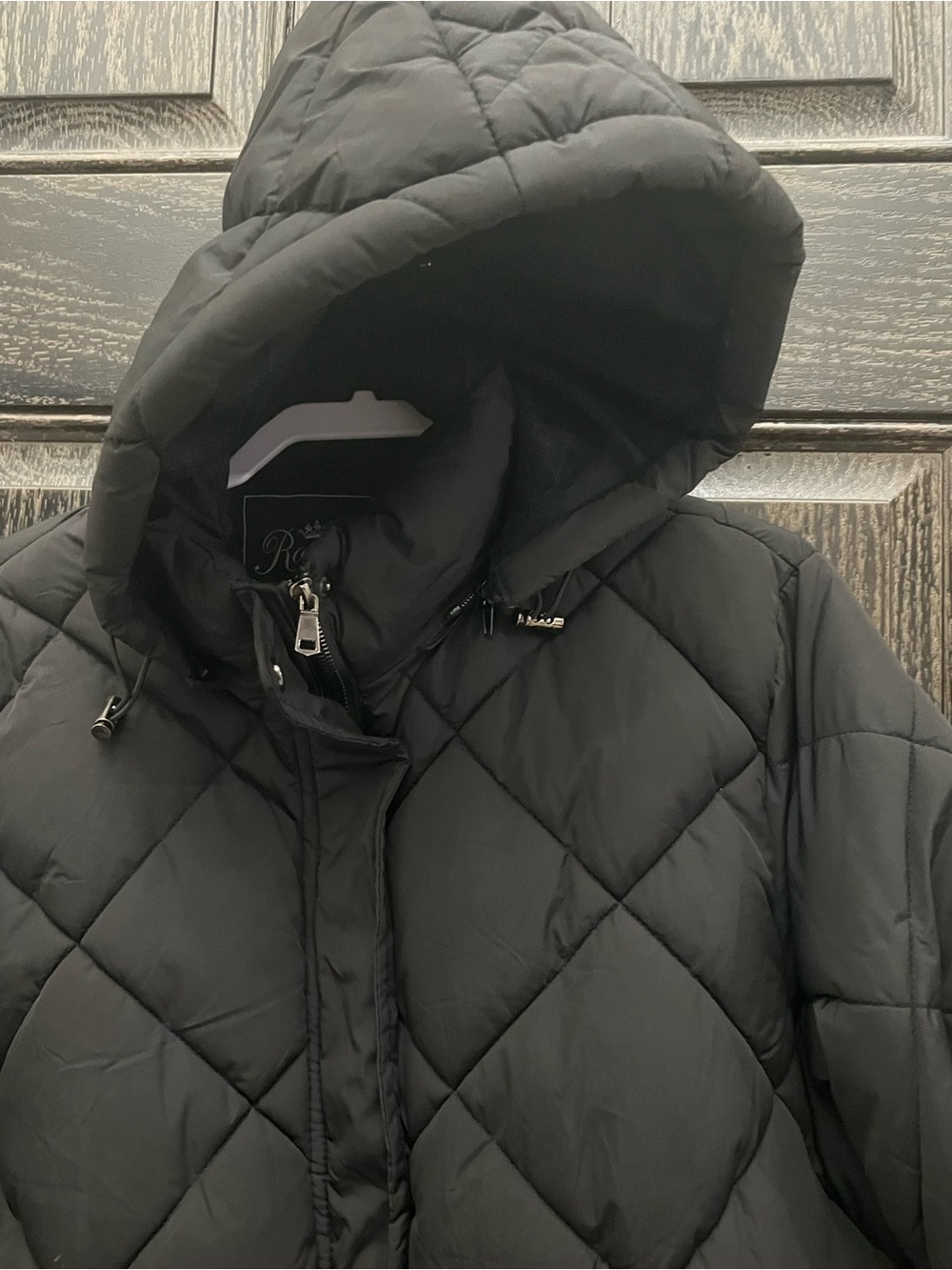 Royalty For Me Quilted Black Hooded Puffer Jacket - Picture 3 of 6
